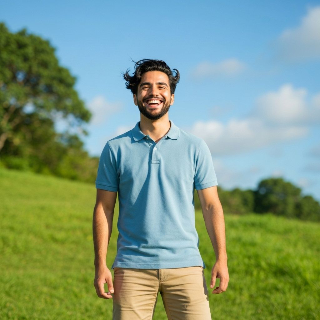 Happy person feeling relieved
